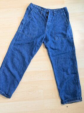 Imogene + Willie Utility Carpenter Jeans M High Rise Relaxed Straight Leg Denim